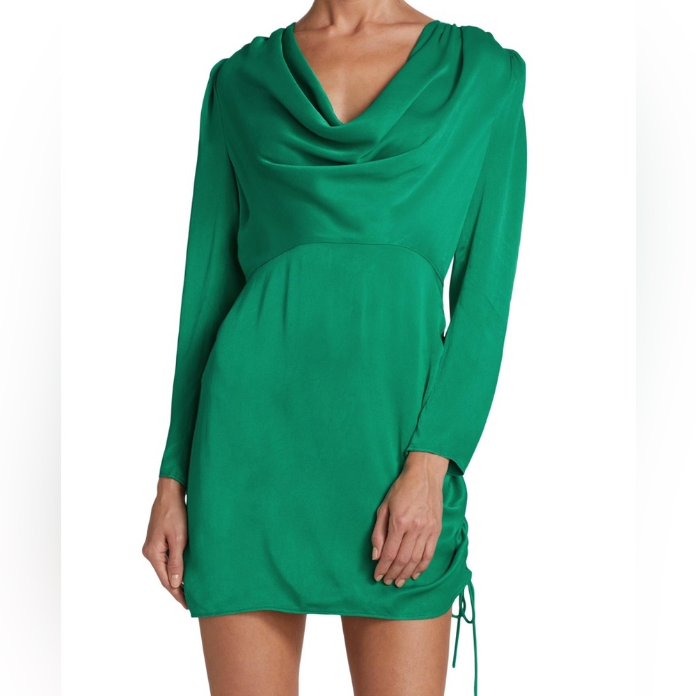 SAYLOR ADRIENNE SATIN COWLNECK DRESS